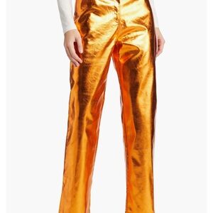 Vibrant Metallic Orange Pants